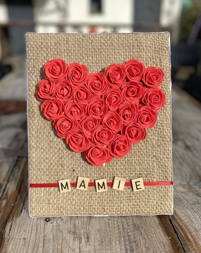TOILE COEUR ROSES